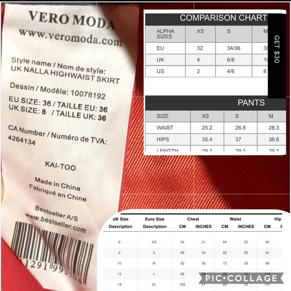 Nwt Vero Moda cayenne red uk nalla highwaist skirt - Picture 8 of 8